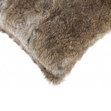 5" x 12" x 20" 100% Natural Rabbit Fur Hazelnut Pillow