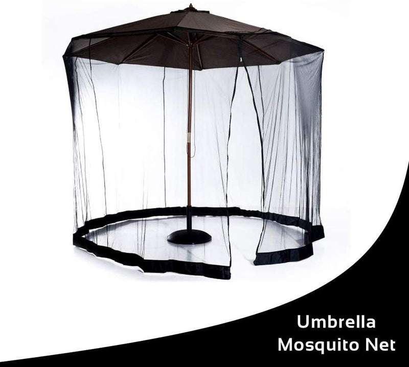 9" Mesh Black, Patio Umbrella, Bug Screen Mosquito Net, Canopy Curtains Adjustable Enclosure