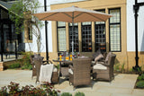 211" X 55" X 32" Brown 7Piece Outdoor Dining Set with Washed Cushion