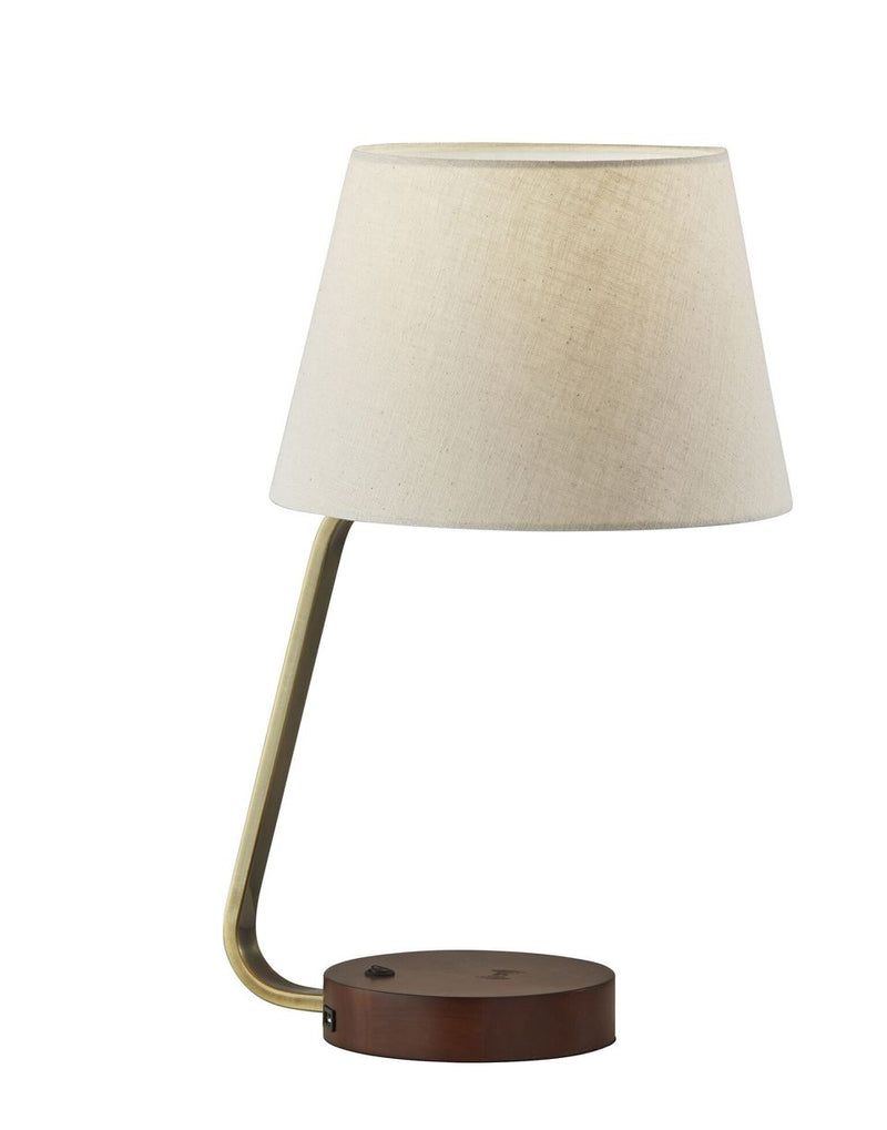 11" X 12" X 19" Antique Brass Metal Table Lamp with Wireless Charging