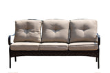 69" X 29" X 35" Black Steel Sofa with Beige Cushions
