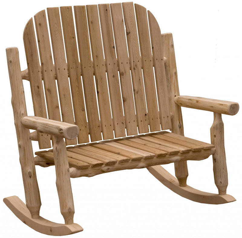 Rustic and Natural Cedar Two-Person Adirondack Rocking Chair