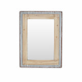 Glavanized Metal and Wood Rectangular Frame Wall Mirror