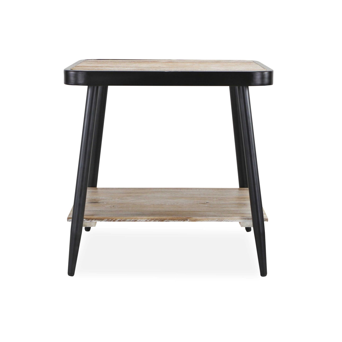 Industrial Style Square Whitewash and Gray Side or End Table