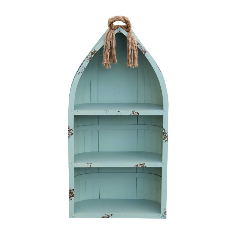 Distressed Blue Canoe Hanging Shelf