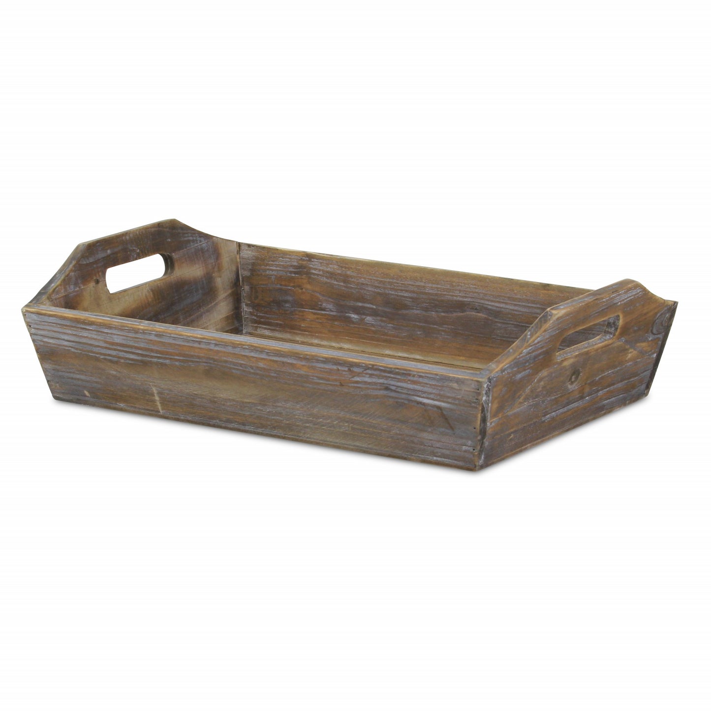 Dark Brown Finish Wood Serving Tray with Handles