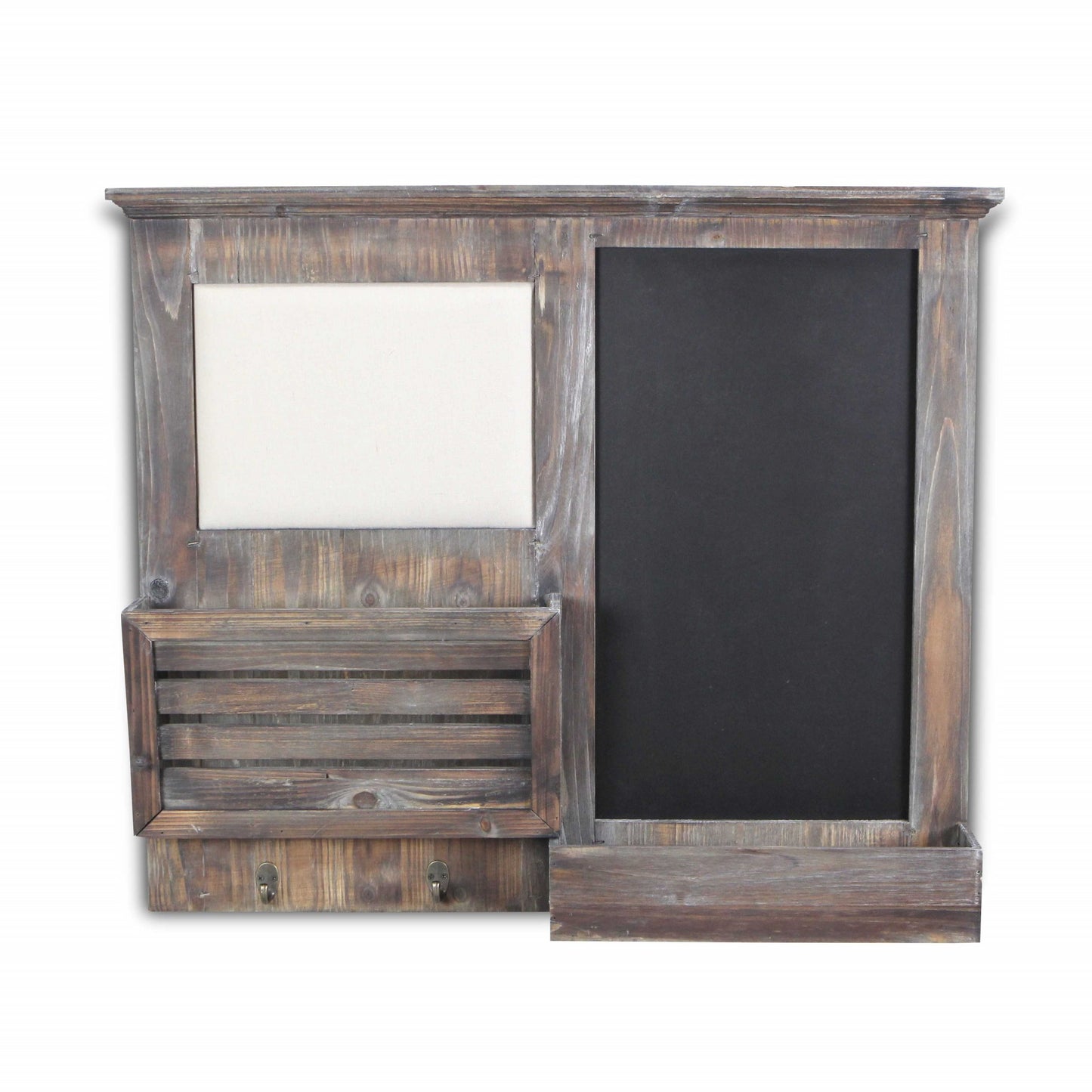 Gray Wooden Wall Chalkboard with Side Storage Basket