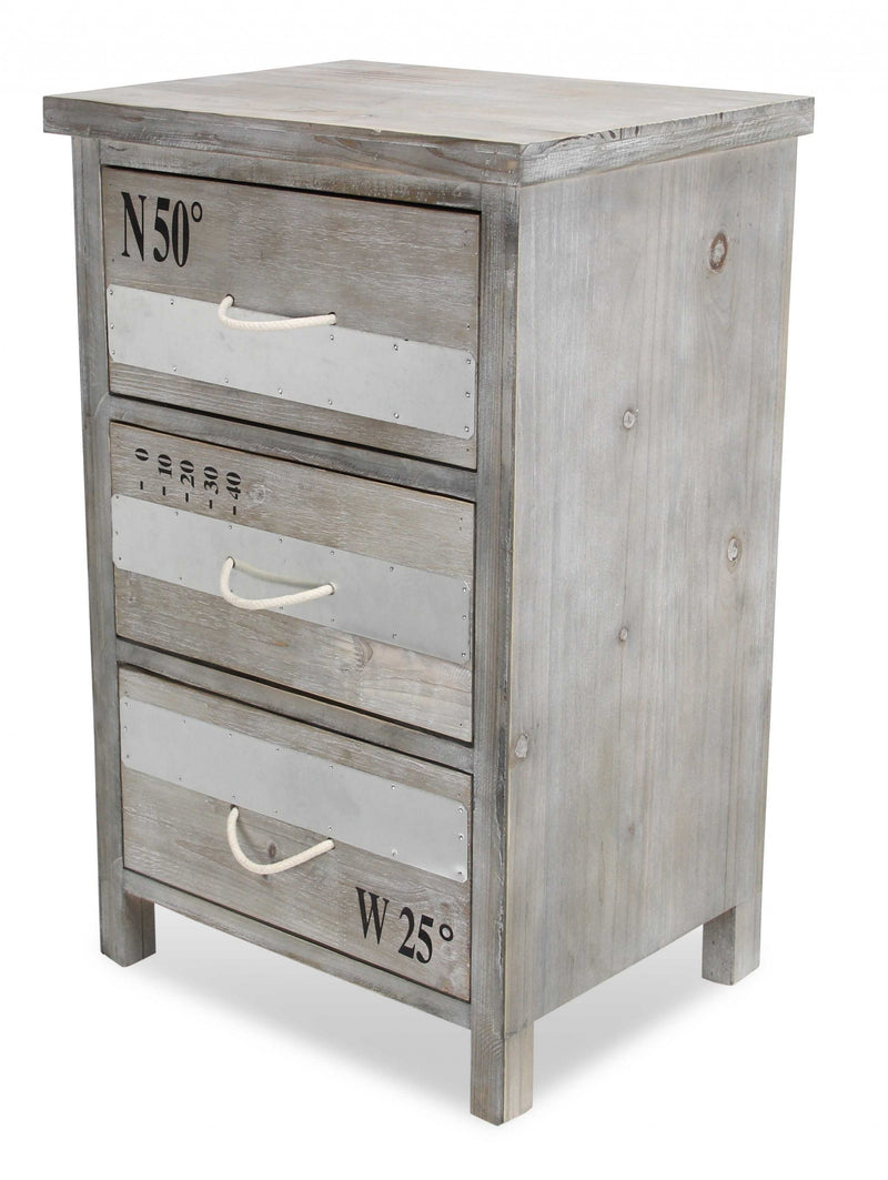 Nautical Gray Wash Wood Accent Cabinet