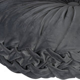 Grey Round Tufted Velvet Pillow