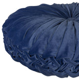 Blue Round Tufted Velvet Pillow