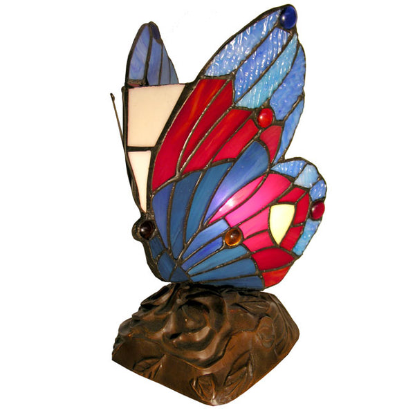 Tiffany Style Blue Butterfly Accent Lamp