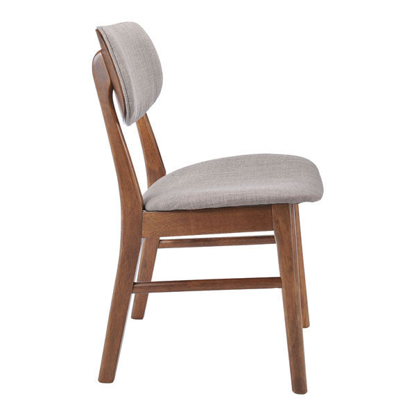 19.3" X 20" X 30.9" 2 Pcs Dove Gray Linen Polyblend Rubberwood Dining Chair