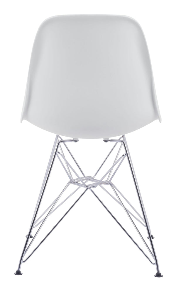 Mod Style White and Chrome Side Dining Chair