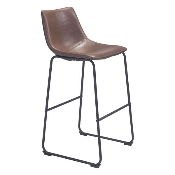 Vintage Look Espresso Faux Leather Bar Stool Chair