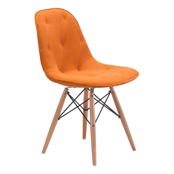 18.7" X 21.7" X 31.9" Orange Velour Dining Chair