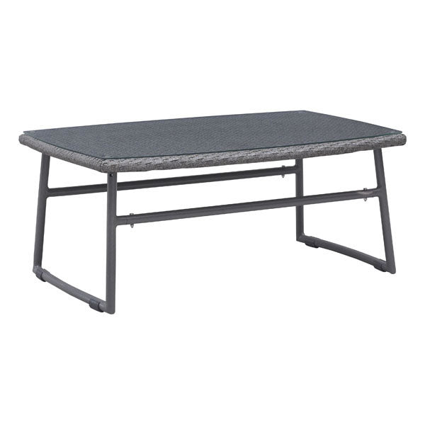 Rectangular Grey Finish Tempered Glass Coffee Table with Aluminum Frame