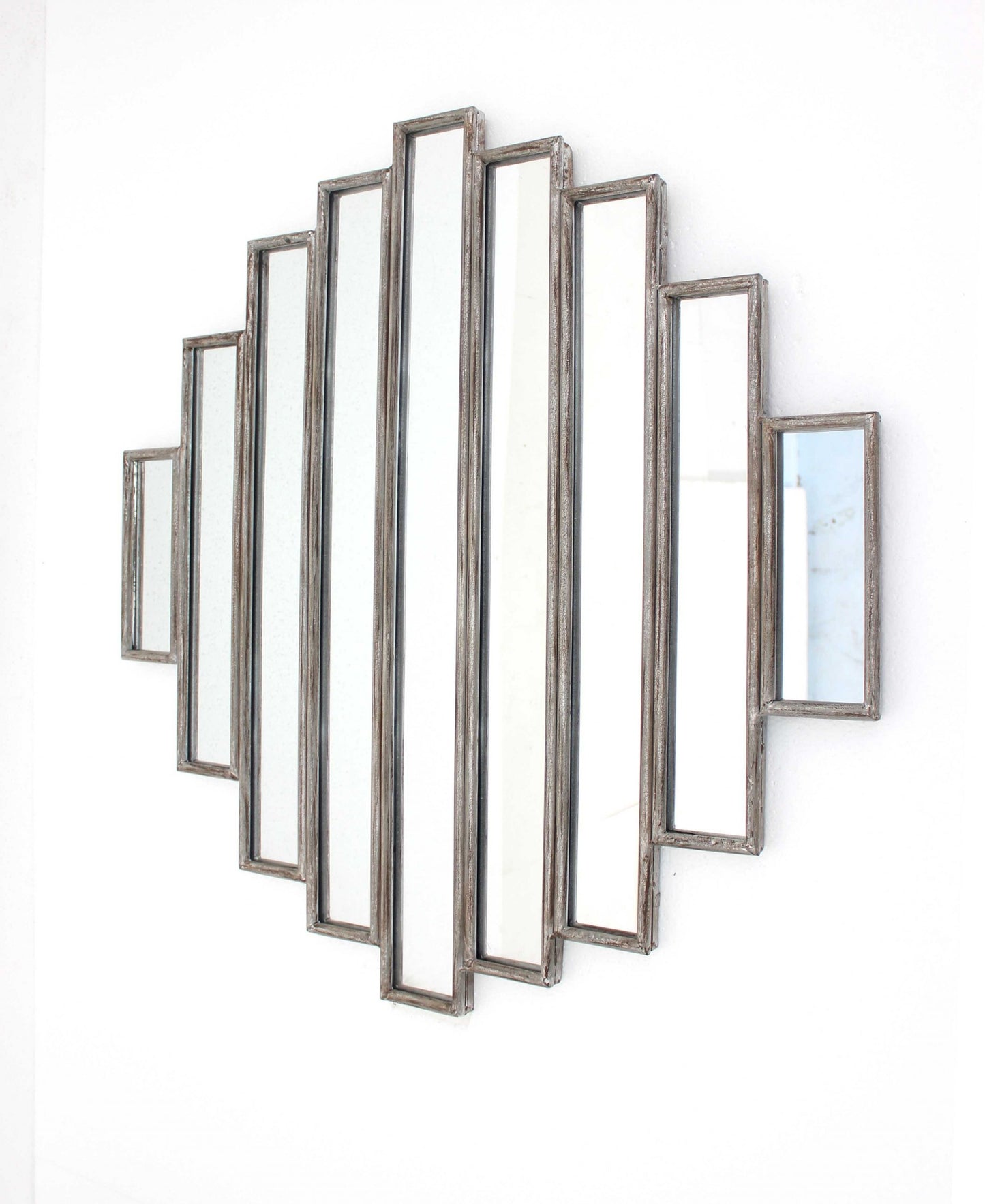 36" x 36" x 2" Silver Rustic Multi Mirrored Wall Sculpture