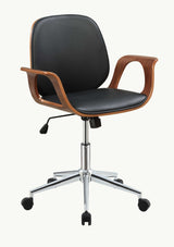 26" X 22" X 34" Black And Walnut Office Chair
