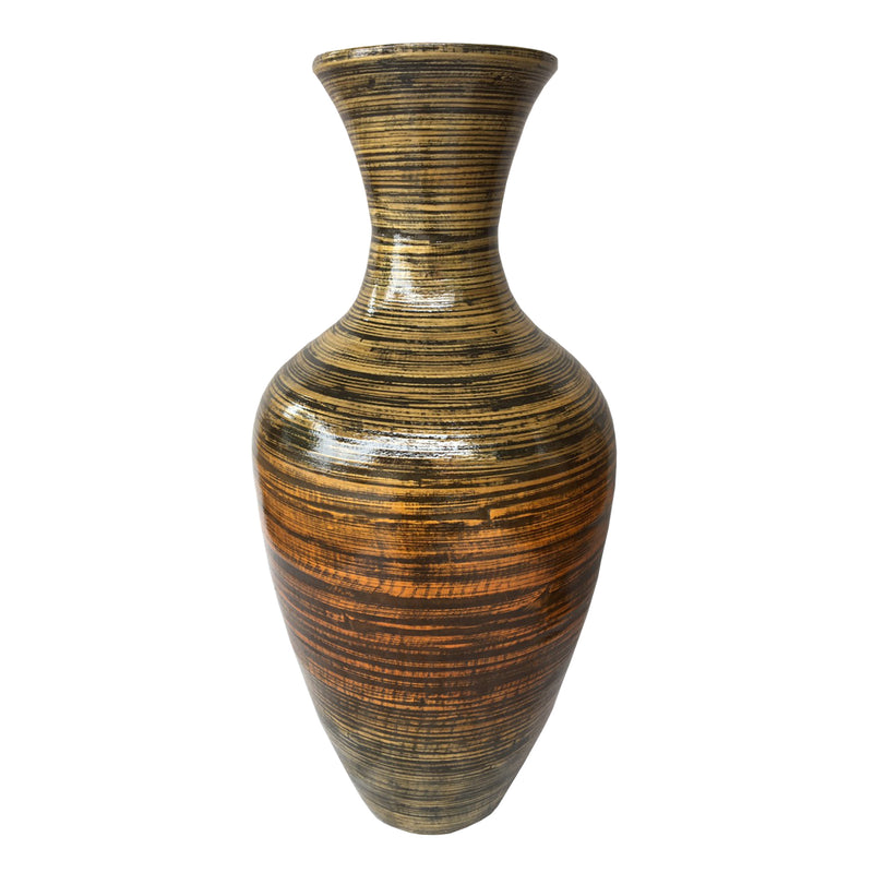 25" High Black And Gold Spun Bamboo Floor Vase