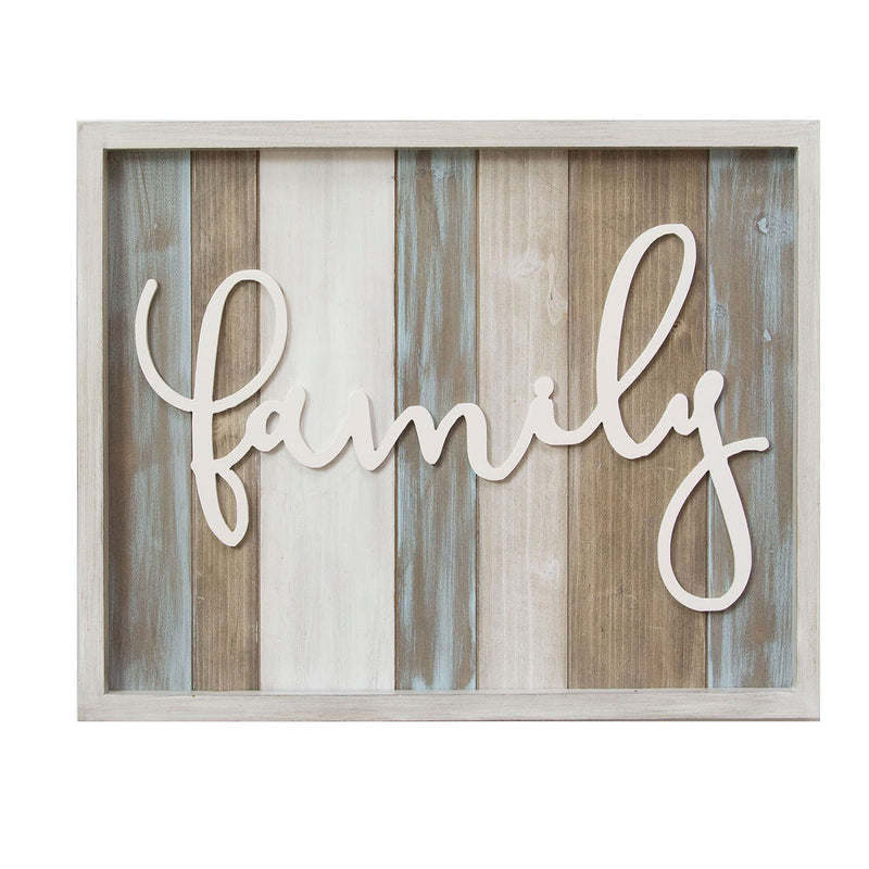Distressed "Family" White Wood Wall Decor