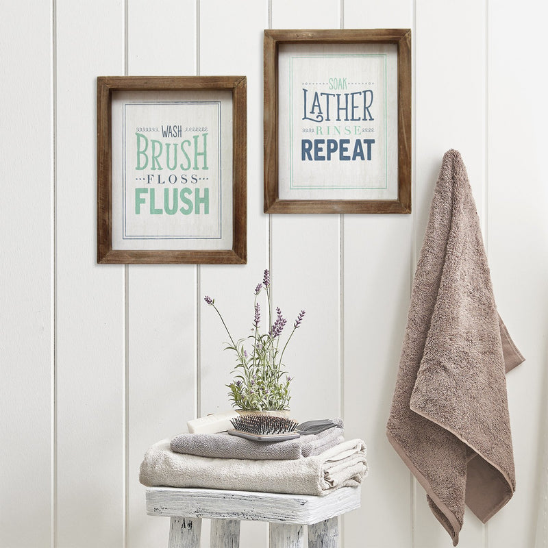 Multi-color "Soap Lather Rinse Repeat" Framed Wall Art