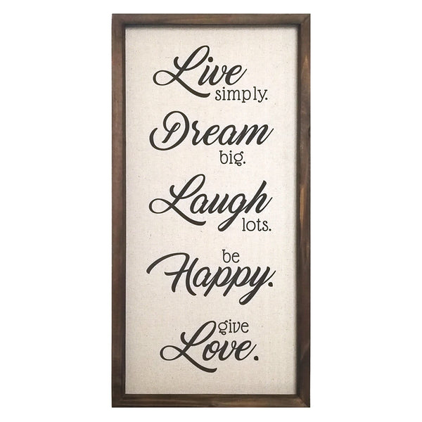 "Live Dream Laugh Happy Love" Wooden and Metal Wall Decor