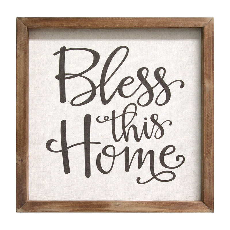 Multi-color "Bless This Home" Wooden Framed Wall Art