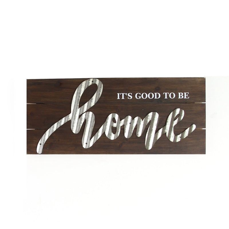 "It's Good To Be Home" Wood and Metal Wall Decor