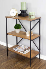 22" X 12" X 30.25" Brown Metal Wood MDF Bookcase with Shelves