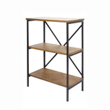 22" X 12" X 30.25" Brown Metal Wood MDF Bookcase with Shelves