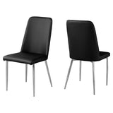 33" x 36" x 74" Black Leather Look Foam Dining Chairs with Metal Base Set of 2