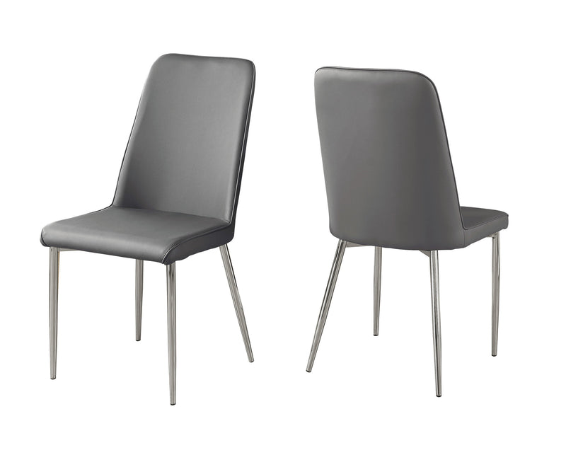 33" x 36" x 74" Grey Foam Metal Leather Look Dining Chairs 2pcs