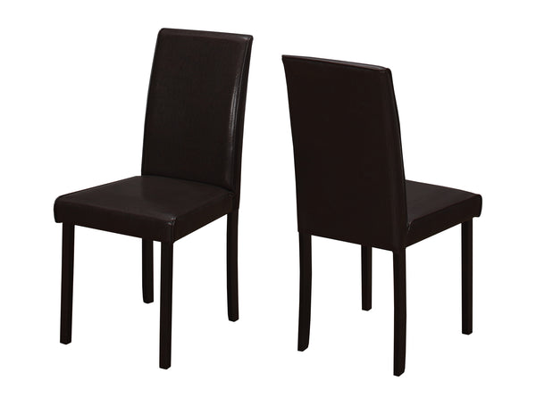 44.5" x 35.5" x 72" Cappuccino Foam Solid Wood Leather Look Dining Chairs 2pcs