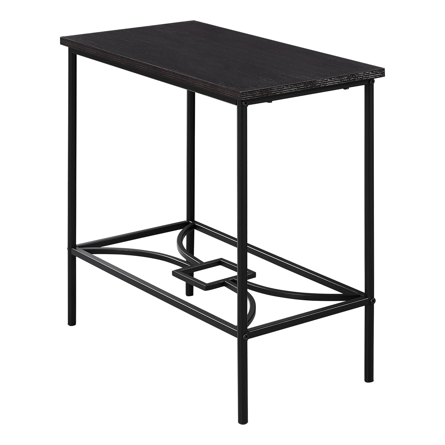 11.75" x 23.75" x 22" Cappuccino Black Mdf Metal Accent Table