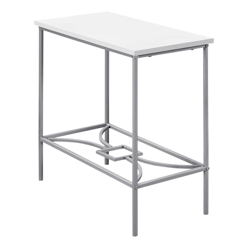 11.75" x 23.75" x 22" White Silver Mdf Metal Accent Table