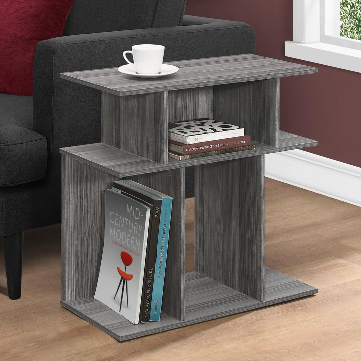 11.75" x 23.75" x 23.75" Grey Particle Board Laminate Accent Table