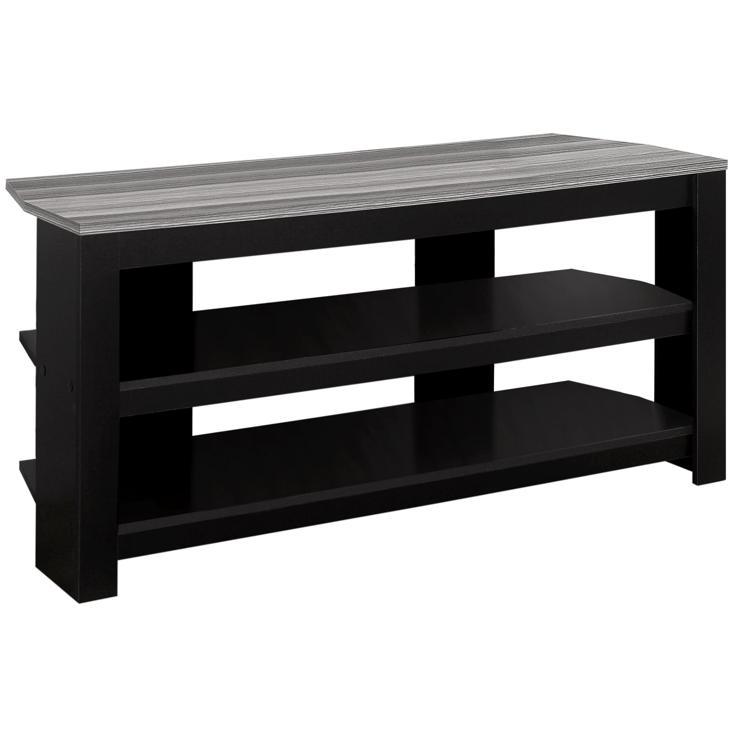 15.5" x 42" x 19.75" Black Grey Particle Board Laminate TV Stand
