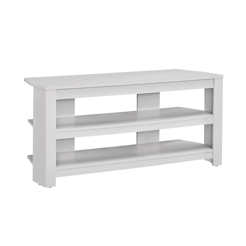 15.5" x 42" x 19.75" White Particle Board Laminate TV Stand