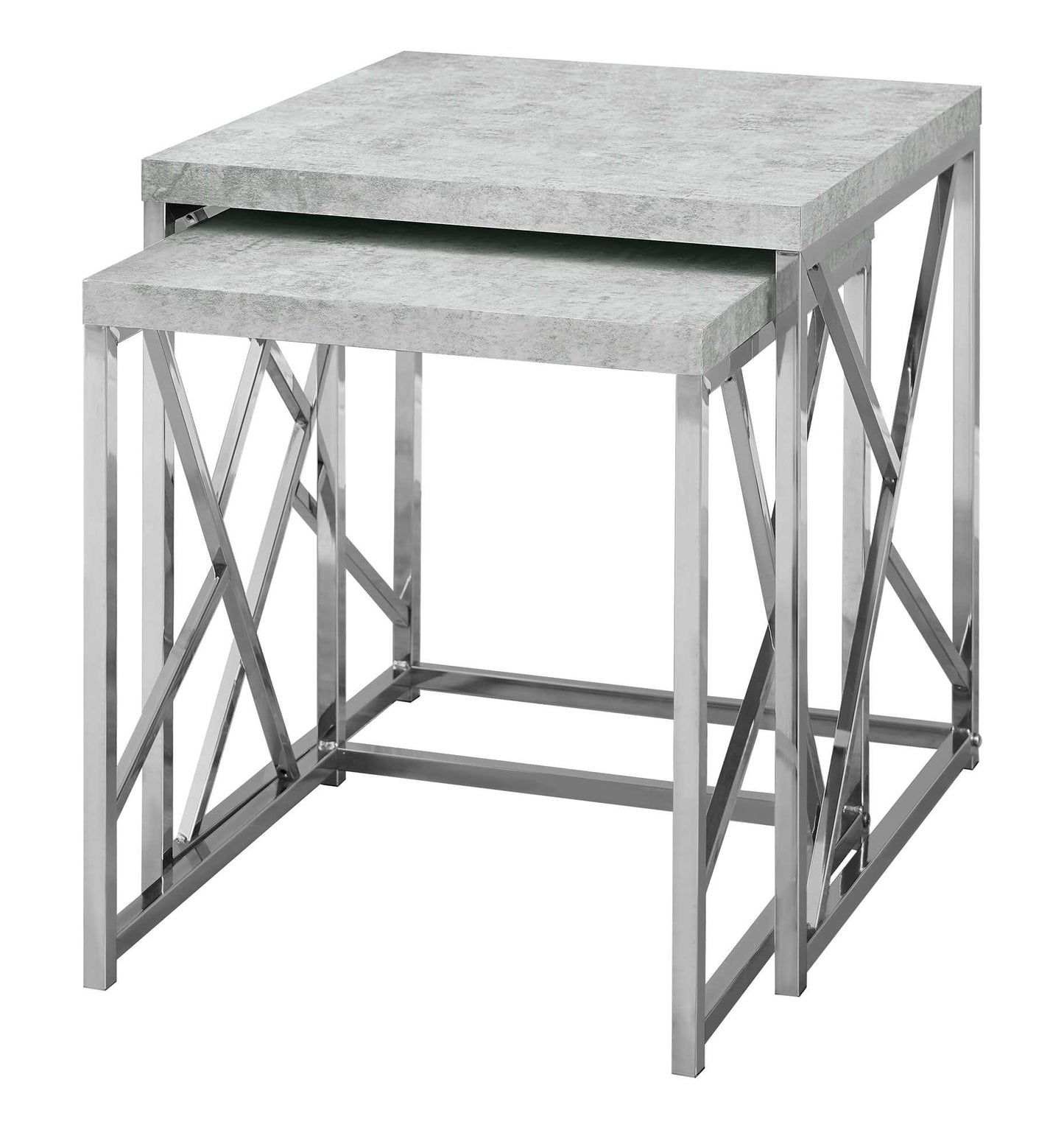 37.5" x 37.5" x 40.5" Grey Particle Board Metal 2pcs Nesting Table Set
