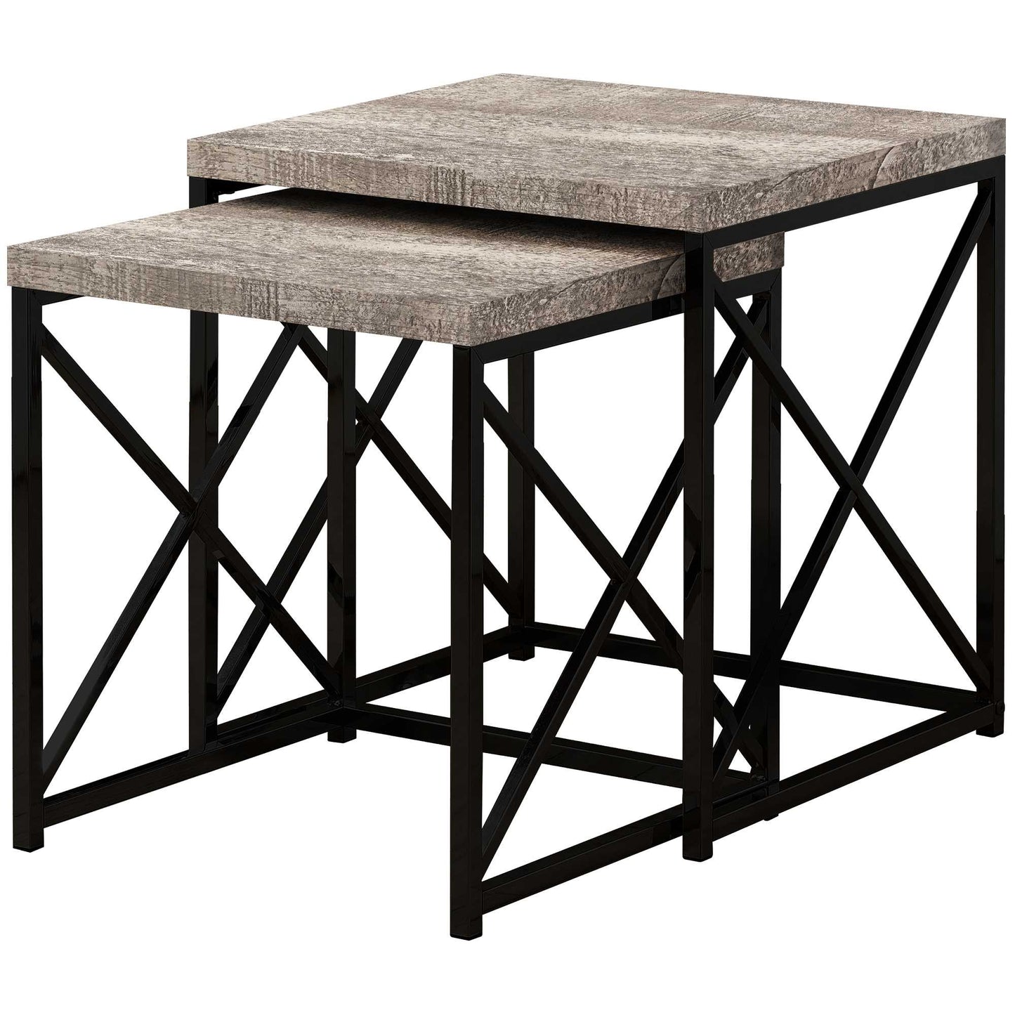 37.25" x 37.25" x 40.5" Taupe Black Particle Board Metal 2pcs Nesting Table Set