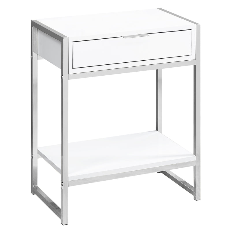 18.2" x 12.8" x 23.5" White Finish and Metal Accent Table