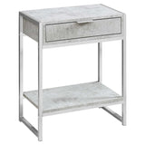 12.75" x 19.5" x 23.75" Grey Finish and Metal Accent Table
