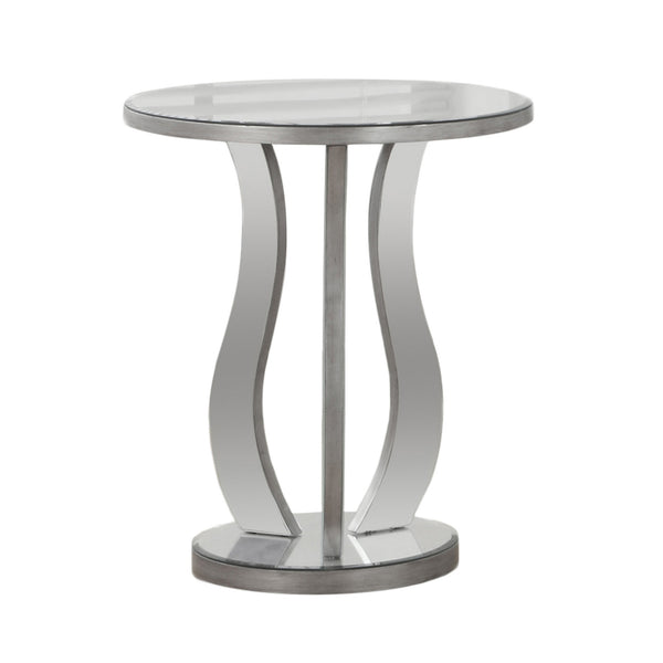 20" x 20" x 24" Silver End Table with a Mirror Top