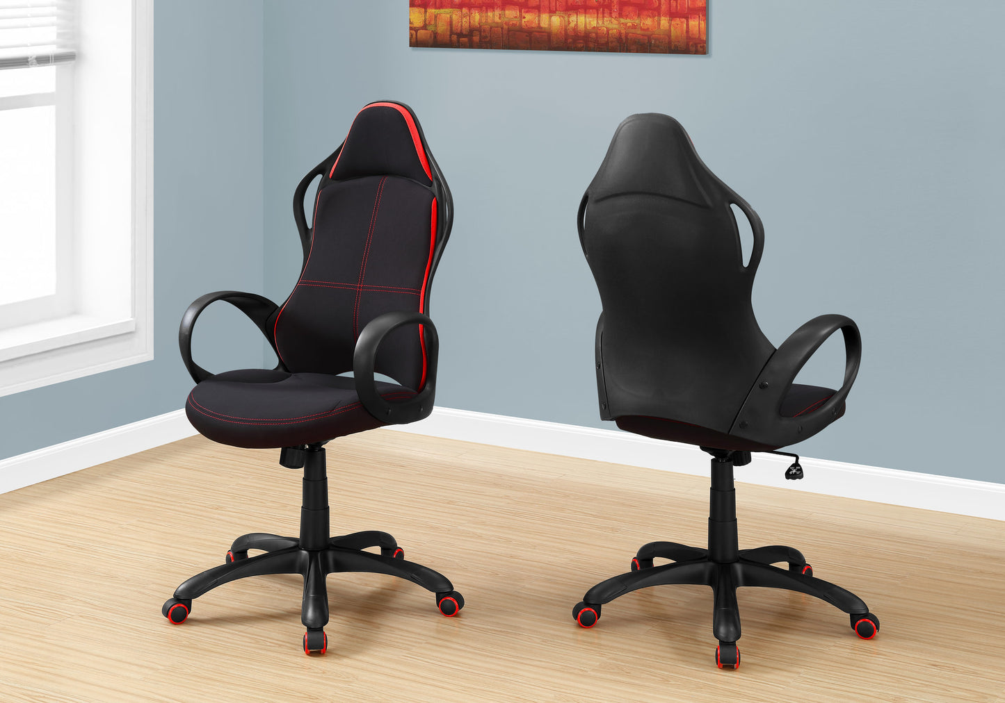 46" Black and Red Fabric MDF Metal Polypropylene Multi Position Office Chair