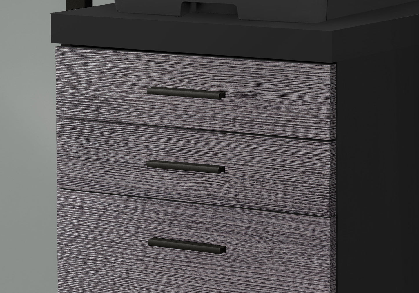 17.75" x 18.25" x 25.25" Black Grey Particle Board 3 Drawers Filing Cabinet