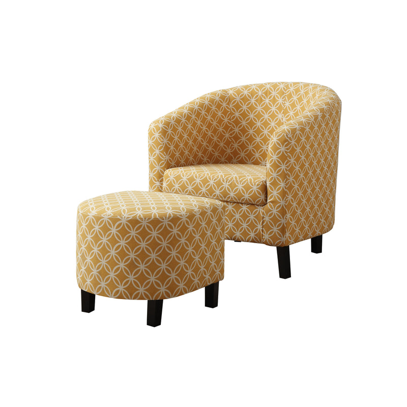 45.5" x 49" x 45.5" Yellow Cotton Linen Foam Accent Chair with Black Solid Wood Frame