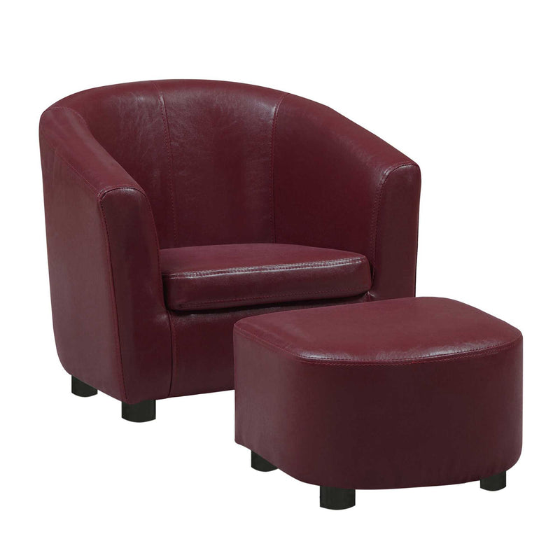 30.5" x 33" x 26" Red Leather Look Fabric Chair Set of 2