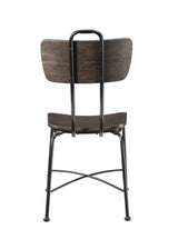 21" X 18" X 37" Walnut Wood and Black Metal Base Side Chair Set of 2