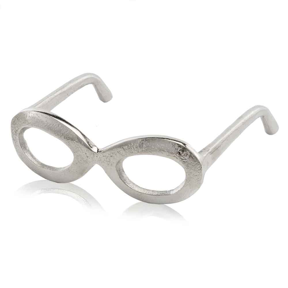 Raw Silver Textured Oval Glasses Sculpture