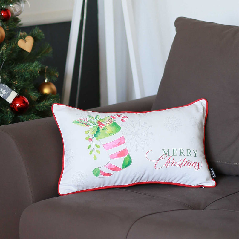 20" x 12"Christmas Socks Printed Decorative Throw Pillow Cover
